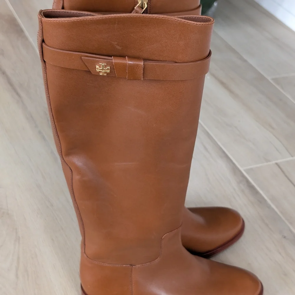 TORY BURCH Everly Strap Riding Boots Sierra